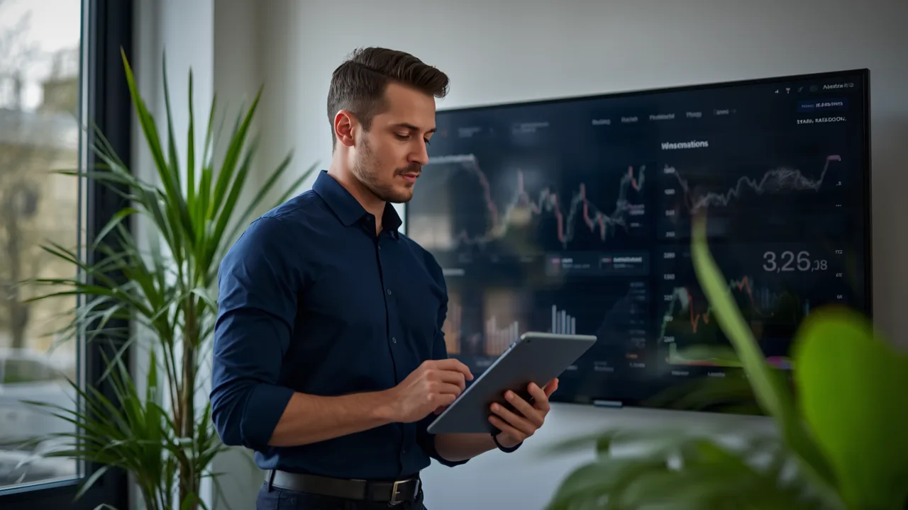 Mandataire immobilier analysant les tendances du marché sur un graphique