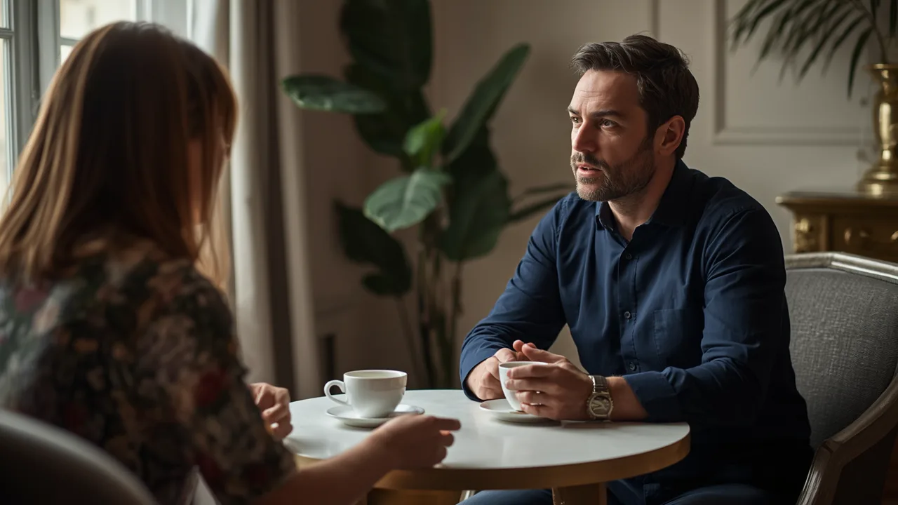 Mandataire immobilier en conversation attentive avec un propriétaire