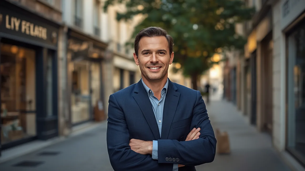 Mandataire immobilier confiant se distinguant dans un secteur concurrentiel